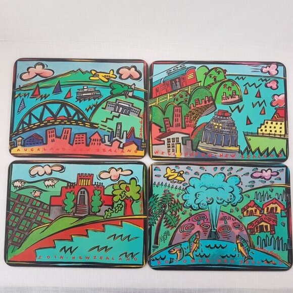 New Zealand Placemats, 8 x 11 inch Cork Back Acrylic Front, Set of 4 - Picture 1 of 9